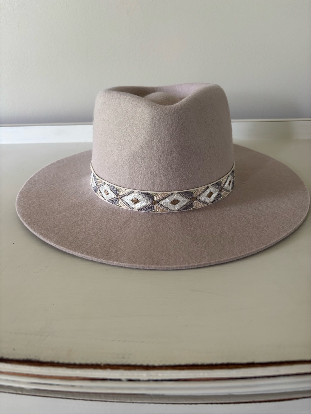 Lucky Brand Blush Wide Brim Felt Fedora with Beaded Band